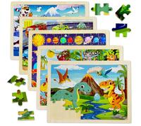 Kulveanju Puzzle Bambini 3 Anni, 5 Set 60 Pezzo Puzzle Legno Bambini, Giochi Legno Montessori Puzzle Dinosauri, Animali, Spazio, Veicolo, Gioco Educativo Regalo per Ragazzo e Ragazza di 3 4 5 Anni
