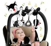 Kulveanju Spirale Passeggino Neonato Giochi 0-3 Mesi, Neonato Accessori Utili, Sonaglio Giochi Passeggino con Musicali, Regali per Neonati per Bambini da 6 a 12 Mesi, Peluche Volpe Bianco e Nero