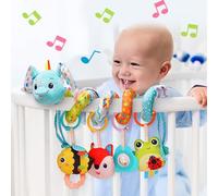 Kulveanju Spirale Passeggino Neonato Giochi 0-3 Mesi, Neonato Accessori Utili, Sonaglio Giochi Passeggino con Musicali, Regali per Neonati per Bambini da 6 a 12 Mesi, Peluche Elefante