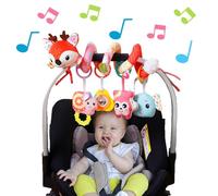 Kulveanju Spirale Passeggino Neonato Giochi 0-3 Mesi, Neonato Accessori Utili, Sonaglio Giochi Passeggino con Musicali, Regali per Neonati per Bambini da 6 a 12 Mesi, Peluche Cervo