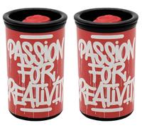 KUM AZ3820016 - Temperino con contenitore, PFC rosso, 2 temperini per matite spesse e sottili, 8 e 12 mm