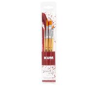 KUM - Set di pennelli School&Art Mix, 4 pezzi | Set di pennelli artistici per la scuola, gli hobby e le tecniche pittoriche creative