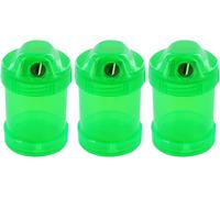 KUM - Temperamatite con contenitore 450 M1, verde, confezione da 3 | Temperamatite a doppio vano per matite e matite colorate, ideale per la scuola, l’ufficio e la casa