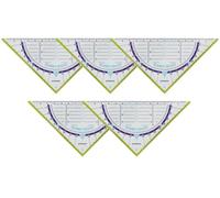 KUM - Triangolo geometrico Style 15 cm, viola-verde, confezione da 5 | Materiale scolastico per misurare, disegnare e tracciare durante le lezioni di matematica