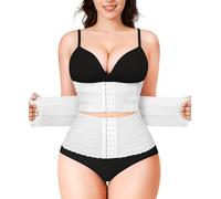 KUMAYES Donna Corsetto Body Contenitivo Modellante Dimagrante Stringivita Cintura Segmentata Intimo Pancia Piatta Waist Trainer Bustino Snellente Shapewear (Bianco, 2XL)