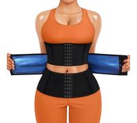 KUMAYES Donna Fascia Addominale Dimagrante Sport Waist Trainer Corsetto Regolabile Sauna Belt Snellente Pancia Regolabile Allenamento (Nero-Blu, XL)
