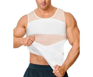 KUMAYES Maglietta Compressione Uomo Canotta Contenitiva Snellente Intimo Modellante Dimagrante Guaina Contenitiva (IT, Testo, L, Regular, Regular, Bianco)