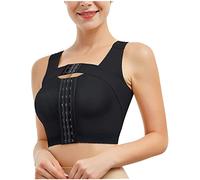 KUMAYES Reggiseno di Supporto posturale per Donna Bra Correttore reggiseno da donna chiusura anteriore con fascia di sostegno del seno Bra (M, Nero)