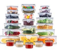 KUMD 50 contenitori ermetici per alimenti con coperchio, a prova di perdite, per cucina, congelatore, senza BPA, impilabili e adatti al microonde, 25 contenitori + 25 coperchi