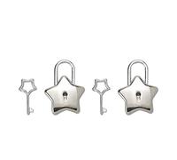 KUMGROT 2 mini lucchetti in lega di zinco argento serratura con chiave valigia bagagli lucchetti a forma di stella piccola serratura per scatola di immagazzinaggio diario libro