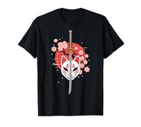 Kumiho Fox Design Japan Aesthetic Kitsune Mask with Katana Maglietta