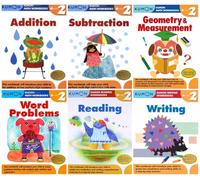 Kumon Grade 2 Math, Reading & Writing Workbooks 6-Book Bundle Set (Addition, Subtraction, Geometry & Measurement, Word Problems, Reading, Writing)