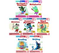 Kumon Grade 4 Math, Reading & Writing Workbooks 7-Book Bundle Set (Decimals & Fractions, Multiplication, Division, Geometry & Measurement, Word Problems, Reading, Writing)