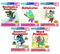 Kumon Grade 4 Math Workbooks Series 5-Book Bundle Set (Decimals & Fractions, Multiplication, Division, Geometry & Measurement, Word Problems)