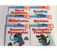 Kumon Grade 4 Set (6 Books) - Decimals & Fractions, Multiplication, Division, Geometry & Measurement, Word Problem and Reading