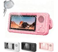 kumosaka Aqua Play Phone Holder with Speaker, Aqua Play Phone Shower, 360° Rotation Can be Installed on Any Surface, Waterproof & Fog-Proof(Pink)