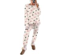 kumosaka Christmas Trees And Bows Pajama Set, Women Casual Cute Christmas Pajamas Party Loungewear, Gift for Girls(Pink,M)