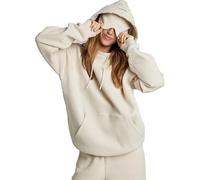 kumosaka Hoodie with Eye Mask Built in, Airplane Mode Travel Hoodie with Hidden Pockets, Wearable Blanket Hoodie for Men Women(Beige,Small)