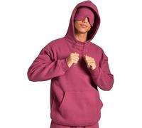 kumosaka Hoodie with Eye Mask Built in, Airplane Mode Travel Hoodie with Hidden Pockets, Wearable Blanket Hoodie for Men Women(Red,L)