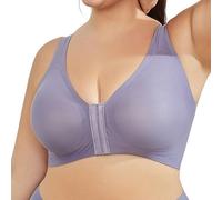 kumosaka LunaHug - Seamless Front Buckle Cross Back Shaping Bra, Lyzlook Bras Breathable Front Closure Clip Bra for Elderly Women(Blue,L)