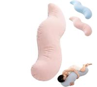 kumosaka Pea Pod Body Pillow for Side Sleeper, Body Cooling Pillow, Soft and Supportive Pillows for Arms, Hips & Knees, Skin-Friendly Washable Cover(Pink,120cm)