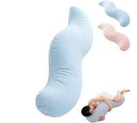 kumosaka Pea Pod Body Pillow for Side Sleeper, Body Cooling Pillow, Soft and Supportive Pillows for Arms, Hips & Knees, Skin-Friendly Washable Cover(Blue,110cm)