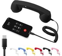 kumosaka Retro Phone Handset, Type-C Retro Telephone Wired Handsets Style Landline Handle Receiver for Cell Mobile Video Conferences, Calls, Meetings(Noir)