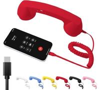 kumosaka Retro Phone Handset, Type-C Retro Telephone Wired Handsets Style Landline Handle Receiver for Cell Mobile Video Conferences, Calls, Meetings(Red)