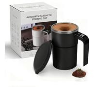 kumosaka SpinBrew Mug - Self-Stirring Magnetic Coffee Cup with Temp Display, 380ML Rechargeable Stirring Mug, Automatic Magnetic Stirring Cup for Coffee, Milk and Other Beverages(Noir)