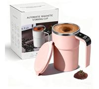 kumosaka SpinBrew Mug - Self-Stirring Magnetic Coffee Cup with Temp Display, 380ML Rechargeable Stirring Mug, Automatic Magnetic Stirring Cup for Coffee, Milk and Other Beverages(Pink)