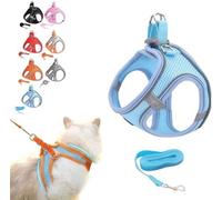 kumosaka Stimulicat Cat Harness, Escape Proof Soft Mesh Vest for Outdoor Cats, Adjustable & Lightweight with Reflective Strips, No Choke No Pull Escape Proof(Blue,XXS)