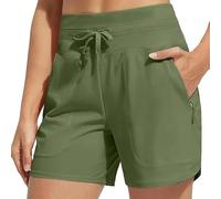 kumosaka Women's Active 7 Inseam Athletic Long Running High Wasistband Shorts, Fast-Drying Lightweight Shorts for Gym Jogging Walking(Green,Small)