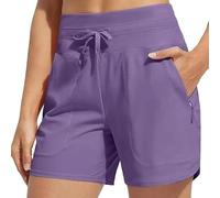 kumosaka Women's Active 7 Inseam Athletic Long Running High Wasistband Shorts, Fast-Drying Lightweight Shorts for Gym Jogging Walking(Purple,Small)