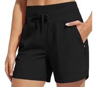 kumosaka Women's Active 7 Inseam Athletic Long Running High Wasistband Shorts, Fast-Drying Lightweight Shorts for Gym Jogging Walking(Noir,Small)