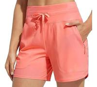 kumosaka Women's Active 7 Inseam Athletic Long Running High Wasistband Shorts, Fast-Drying Lightweight Shorts for Gym Jogging Walking(Pink,Small)