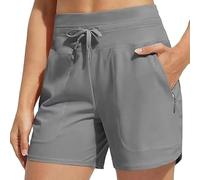 kumosaka Women's Active 7 Inseam Athletic Long Running High Wasistband Shorts, Fast-Drying Lightweight Shorts for Gym Jogging Walking(Gris,Small)