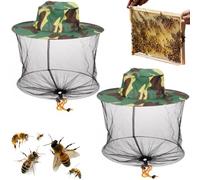 KUMSODE 2 Pezzi Cappello da Apicoltore Donna Uomo, Cappello A Rete Con Zanzarier, Velo Apicoltura Cappello Ape Keeper Caccia Cap Gnats Insetto Bug Mosquito Cappelli Con Rete