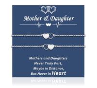 KUMSODE 2pcs Bracciale Madre e Figlia Promessa Corrispondenza Braccialetti in Acciaio Inossidabile con Cuore Regalo per Donne Ragazze Mamma, Regalo Per La Festa Della Mamma
