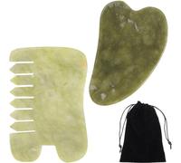 KUMSODE 2PCS Jade Gua Sha Raschiatura dei massaggi Strumento fatto a mano Jade Guasha Board, Strumenti per SPA Terapia di agopuntura Trigger Point Treatment on Face Braccio del piede Piccolo