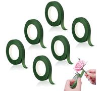KUMSODE 6 Rotoli Nastro Fiorista Verde Nastri Floreali a Stelo Steli per Fiori Gambo Floreale Filo Metallico per Fioristi Nastro Floreale per Fiori Bouquet Avvolgere Fiori Artigianato Decorazioni