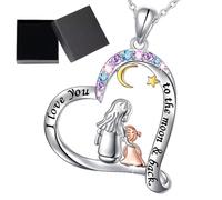 KUMSODE Collana Mamma e Figlia 925 Argento, Regalo Elegante per Donna,Gioiello con Borsa in velluto Regalo, Ideale per Natale,Compleanno,Anniversario,Festa della Madre
