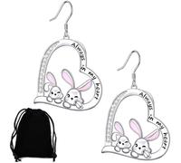 KUMSODE Orecchino di Coniglio 925 Sterline D'argento Carino Coniglio nel Cuore Orecchini Pendenti Gioielli per le Donne