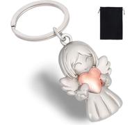KUMSODE Portachiavi angelo custode, ciondolo portafortuna, angelo con cuori per esami o auto, adatto come regalo per donne, fidanzate, colleghe,regali di halloween, ringraziamento e natale