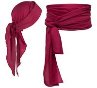 KUMSODE Set di Accessori per Costumi da Pirata Fascia Pirata Cintura Cintura Vita Capitano Pirata Medievale Grande Fascia Sciarpa Testa Pirata Bandane per Halloween Bambini Adulti Vino