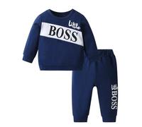 Kumsolu - Completo tuta per neonato e bambino con felpa a maniche lunghe e pantaloni, Blu, 6-9 Months