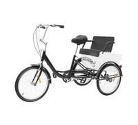 KumuJ Triciclo da 20 pollici per adulti, 3 ruote con seggiolino e cestino per la spesa Tricycle per adulti e anziani, cambio triciclo per shopping, picnic, viaggi (nero)