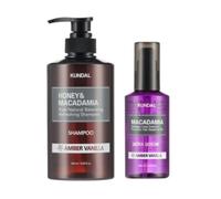 KUNDAL - Honey & Macadamia Nature Shampoo - 500ml + Hair Serum - 100ml Set - Amber Vanilla
