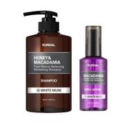 KUNDAL - Honey & Macadamia Nature Shampoo - 500ml + Hair Serum - 100ml Set - White Musk