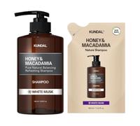 KUNDAL - Honey & Macadamia Nature Shampoo - 500ml + Refill Pack 400lml Set - White Musk