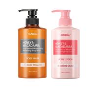 KUNDAL - Honey & Macadamia Pure Body Wash + Lotion - 500ml Set - White Musk